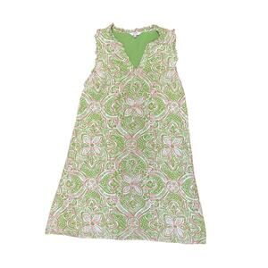 Crown & Ivy Womens Sz S Green and Pink Sleeveless Dress Small Summer Beach